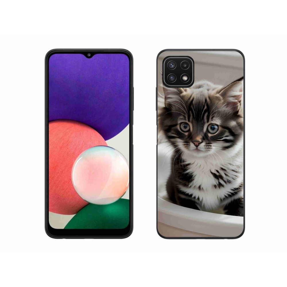 Gél borítás mmCase Samsung Galaxy A22 5G - kíváncsi cica - Samsung Galaxy A22 5G számára