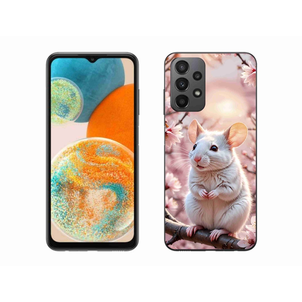 Zselés borítás mmCase Samsung Galaxy A23 4G/5G - fehér egér az ágon