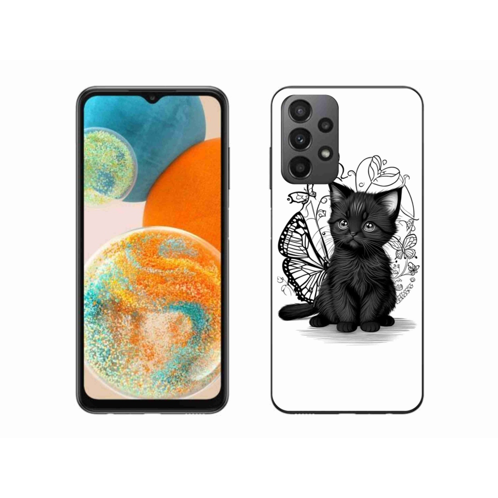 Gél védőhuzat mmCase Samsung Galaxy A23 4G/5G készülékhez - fekete cica