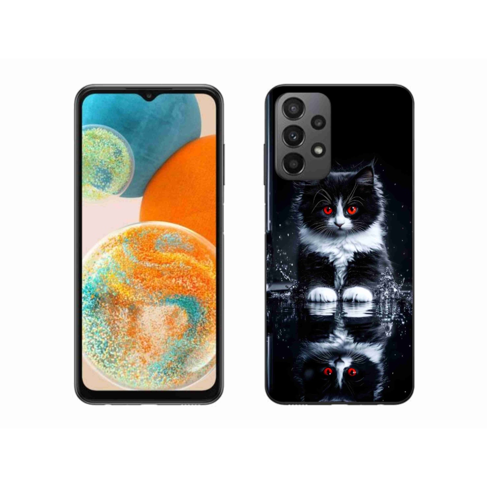 Zselés borítás mmCase Samsung Galaxy A23 4G/5G készülékhez - fekete-fehér cica