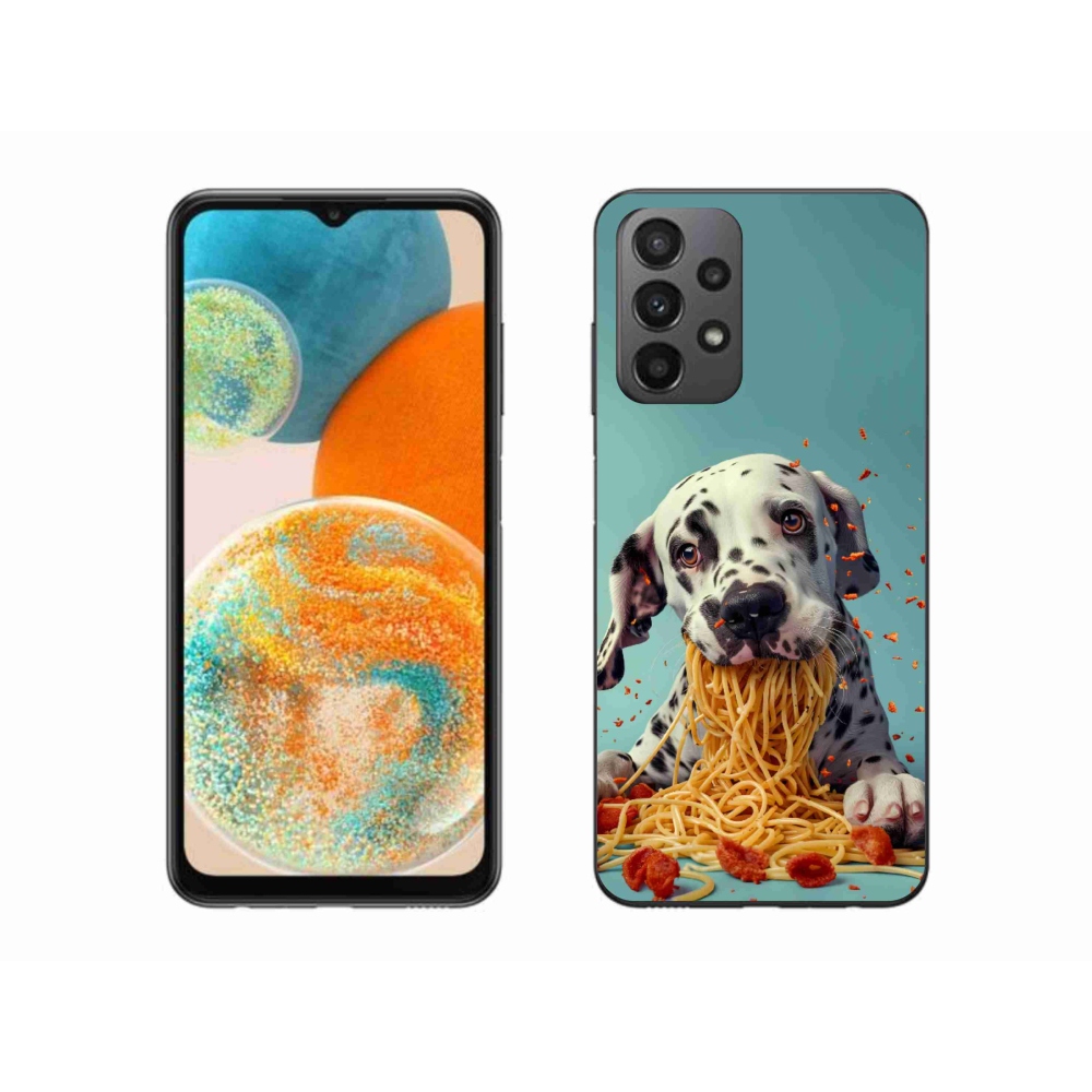 Zselés borítás mmCase Samsung Galaxy A23 4G/5G készülékhez - dalmatin és spagetti