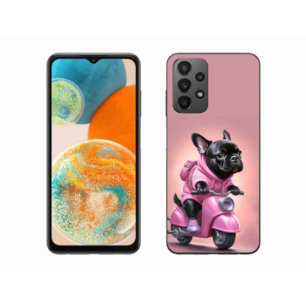 Zselés borítás mmCase Samsung Galaxy A23 4G/5G készülékhez - Francia bulldog egy robogón