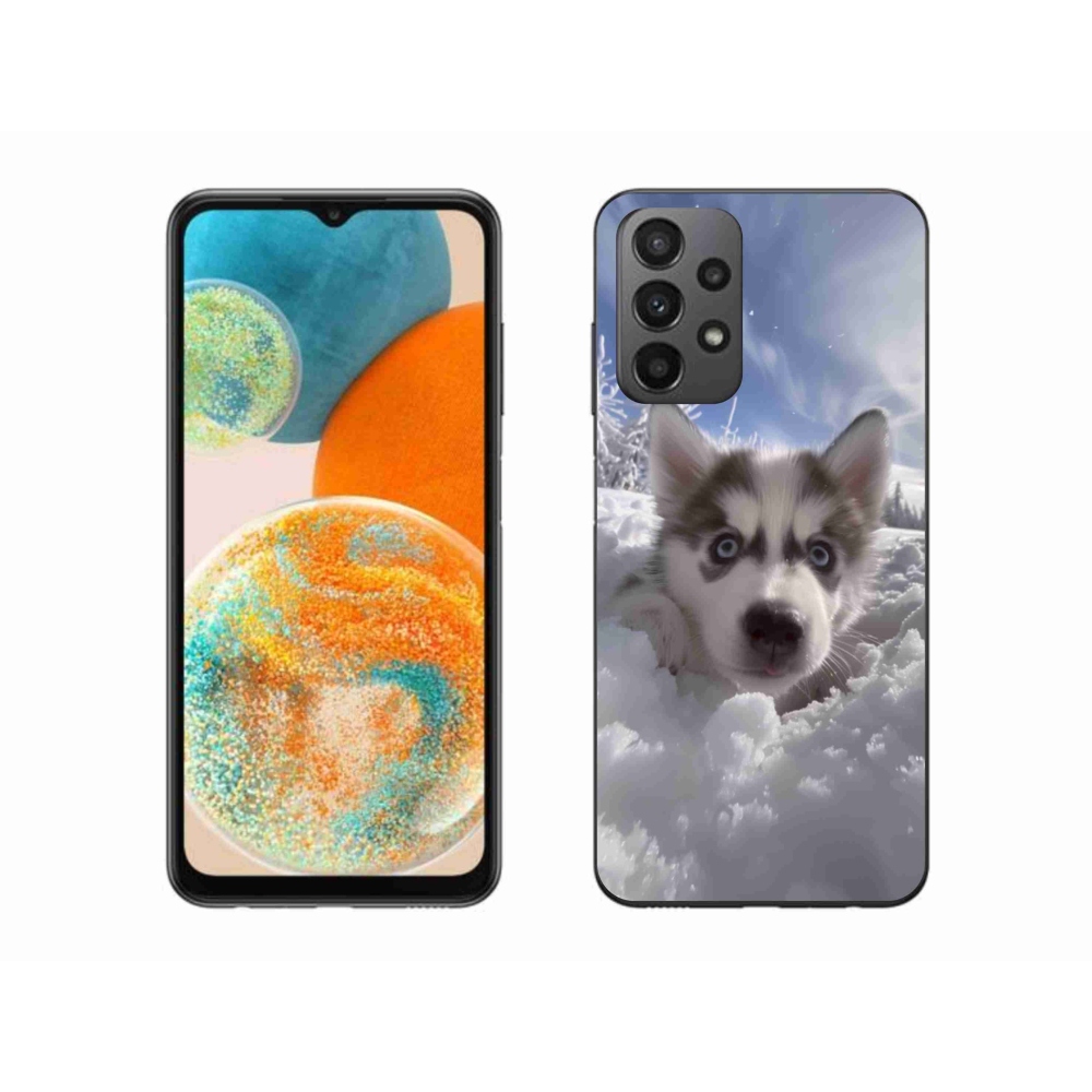 Gél borítás mmCase Samsung Galaxy A23 4G/5G készülékhez - husky a hóban
