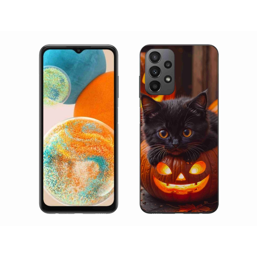 Gél borítás mmCase Samsung Galaxy A23 4G/5G készülékhez - cica és sütőtök