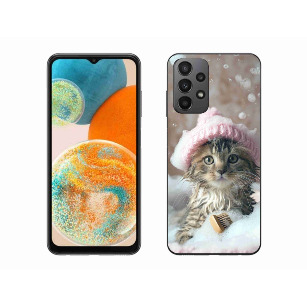 Gél borítás mmCase Samsung Galaxy A23 4G/5G készülékhez - cica és fürdő