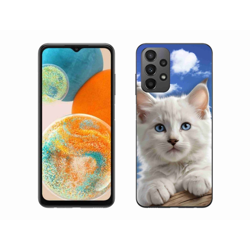 Gél borítás mmCase Samsung Galaxy A23 4G/5G készülékhez - cica és felhők