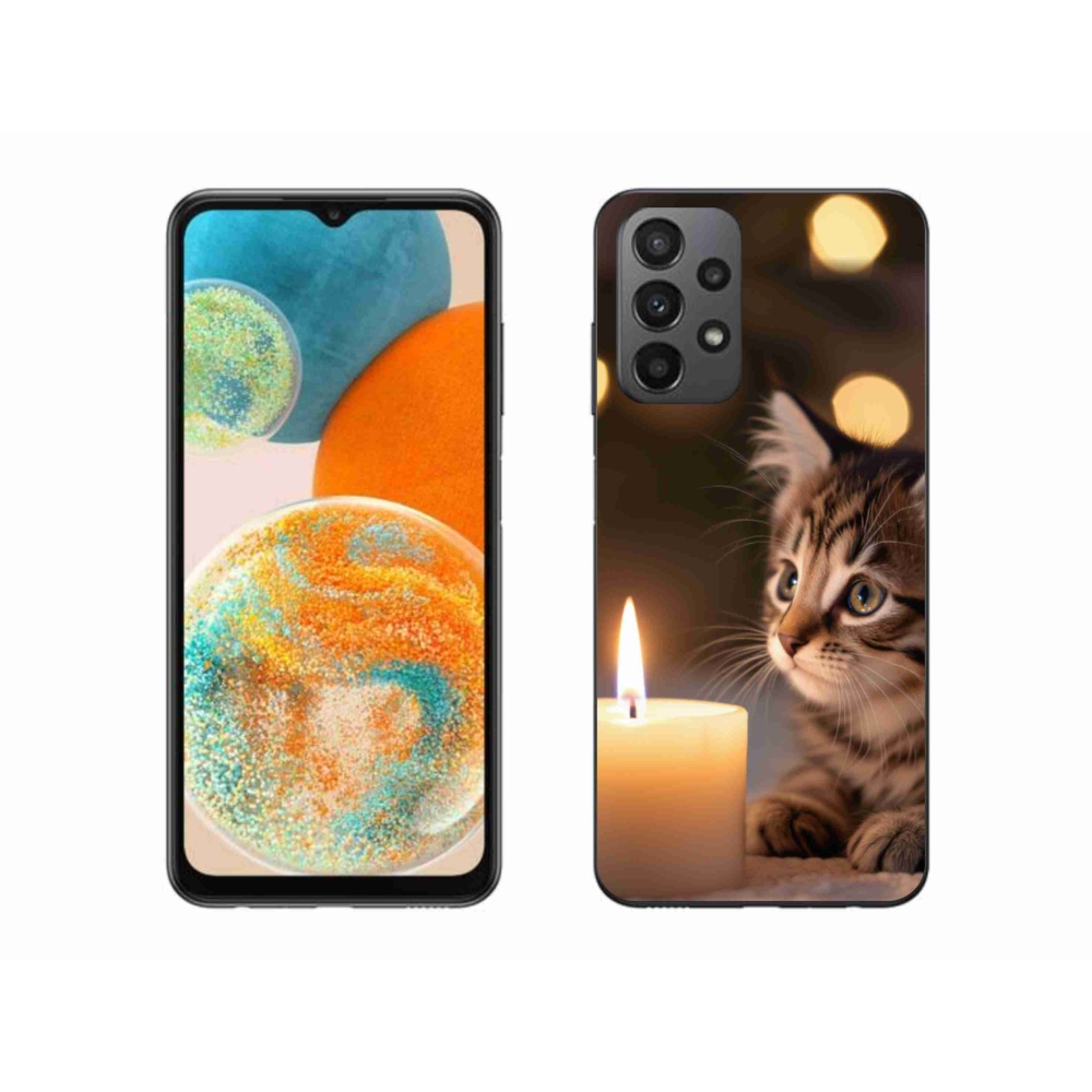 Gél borítás mmCase Samsung Galaxy A23 4G/5G készülékhez - cica és gyertya