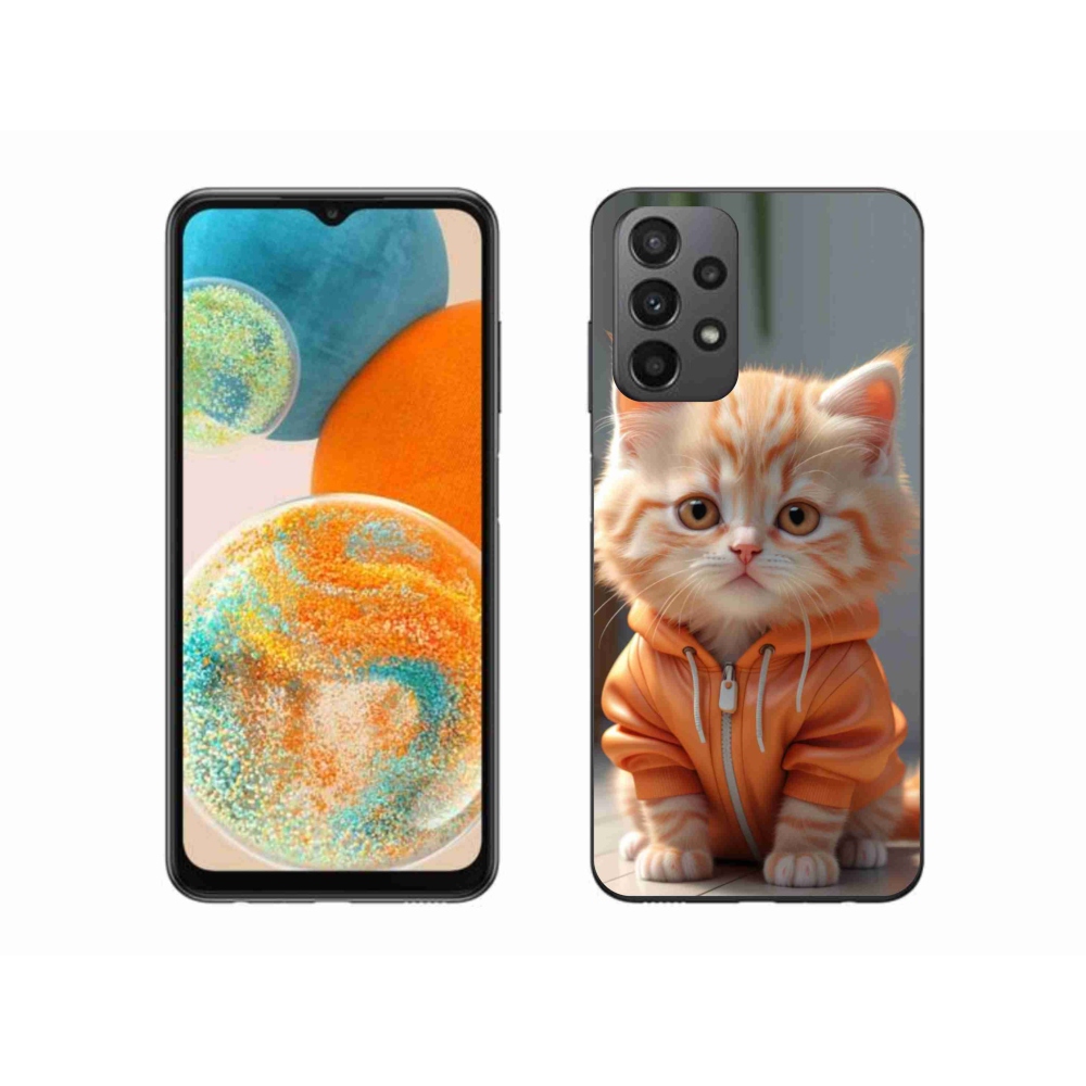 Zselés borítás mmCase Samsung Galaxy A23 4G/5G készülékhez - cica melegítőben