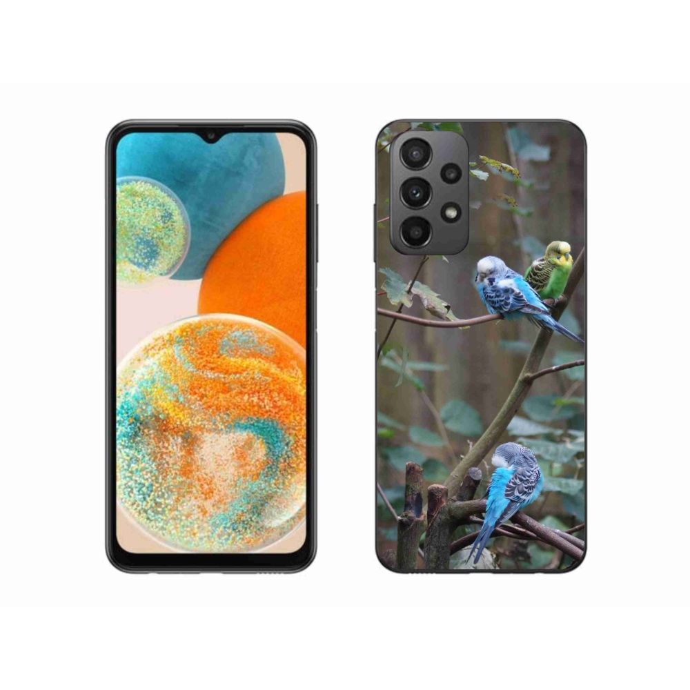 Gél borítás mmCase Samsung Galaxy A23 4G/5G készülékhez - papagájok az ágon