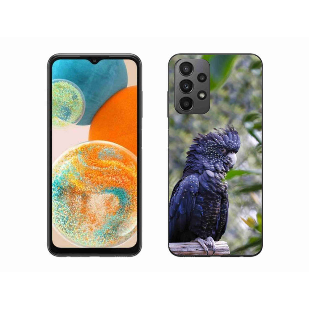 Zselés borítás mmCase Samsung Galaxy A23 4G/5G készülékhez - papagáj kakadu fekete
