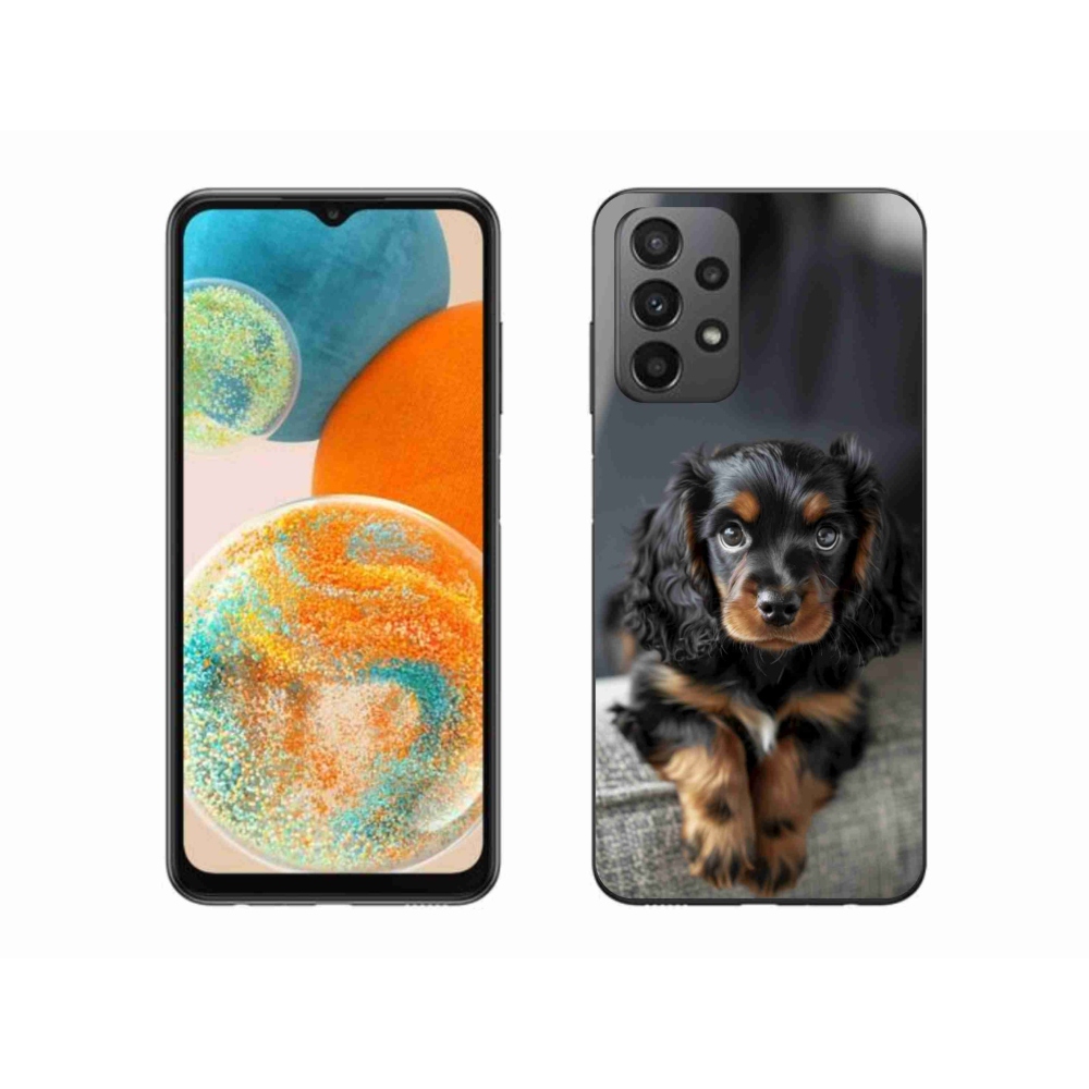 Gél borítás mmCase Samsung Galaxy A23 4G/5G készülékhez - aranyos hosszúszőrű tacskó