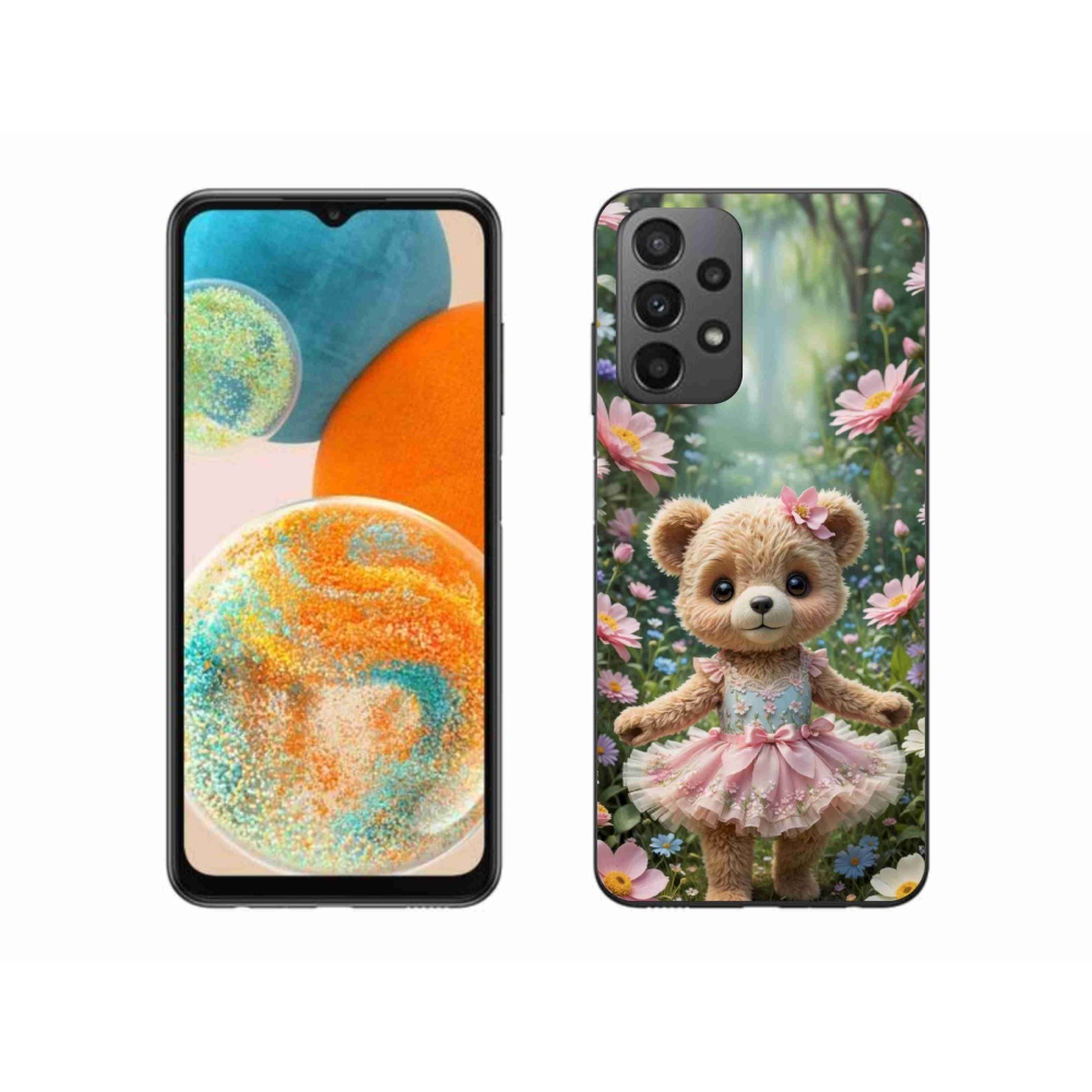 Gél borítás mmCase Samsung Galaxy A23 4G/5G készülékhez - aranyos mackó virágokkal