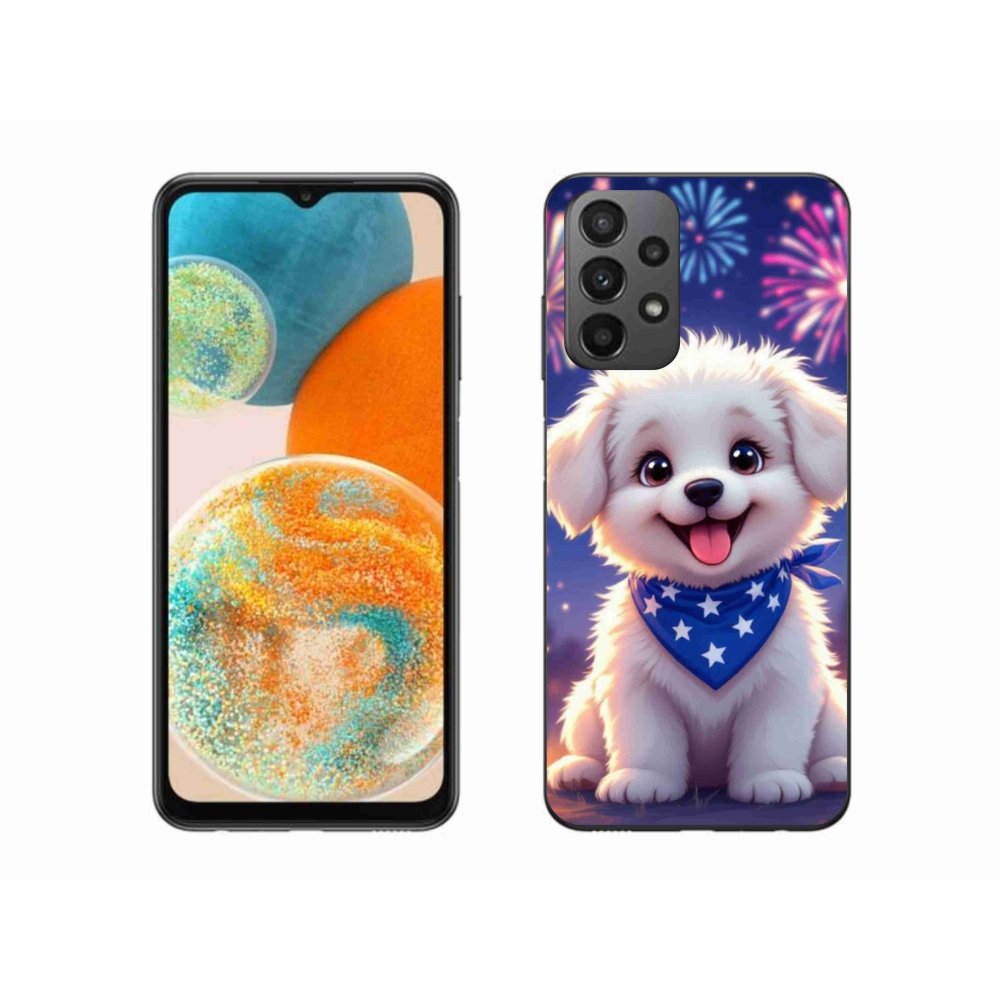 Gél borítás mmCase Samsung Galaxy A23 4G/5G készülékhez - ünnepi kölyökkutya