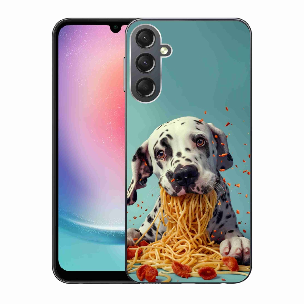 Zselés borítás mmCase Samsung Galaxy A24 készülékhez - Dalmát és spagetti