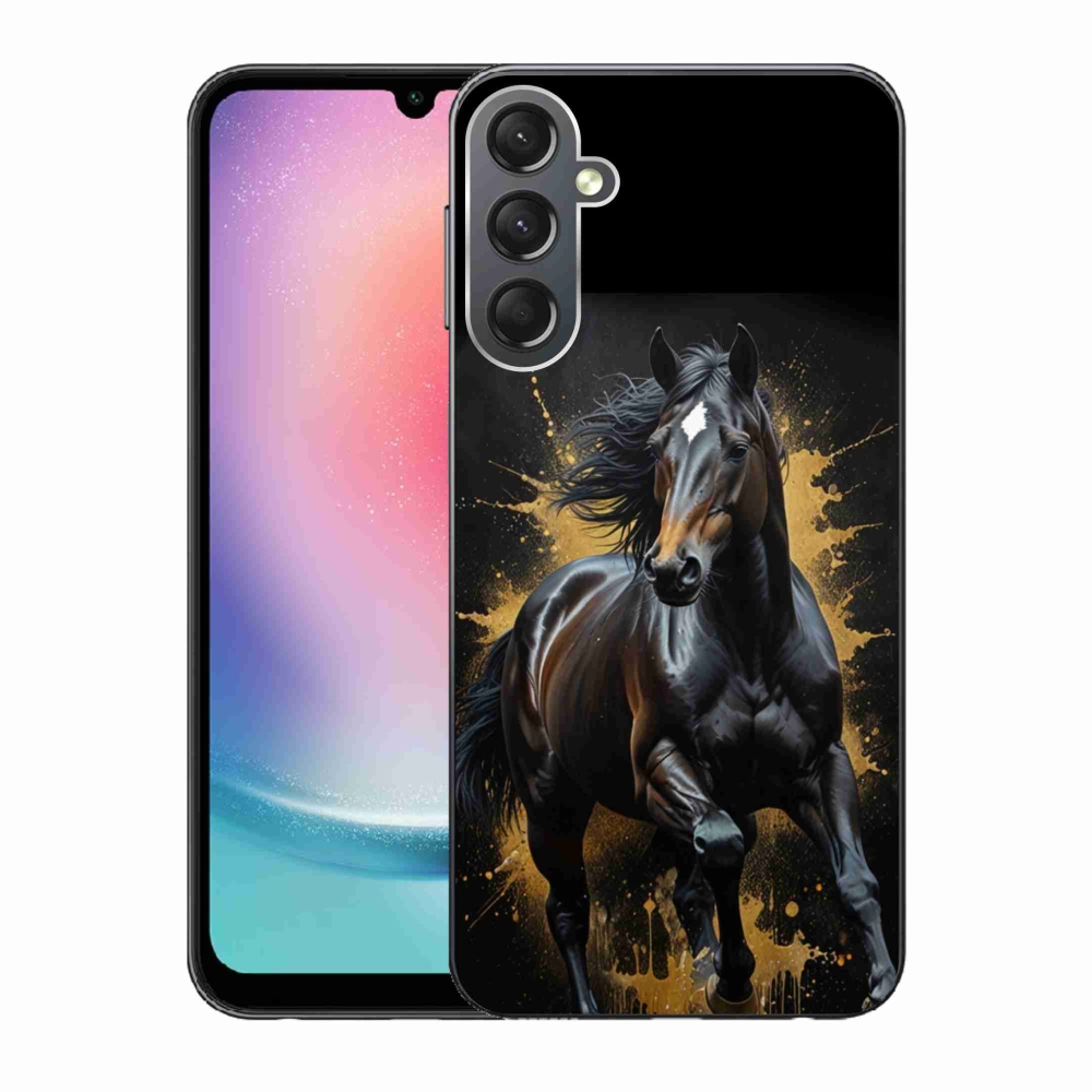 Zselés borítás mmCase Samsung Galaxy A24 készülékhez - elegáns fekete ménes