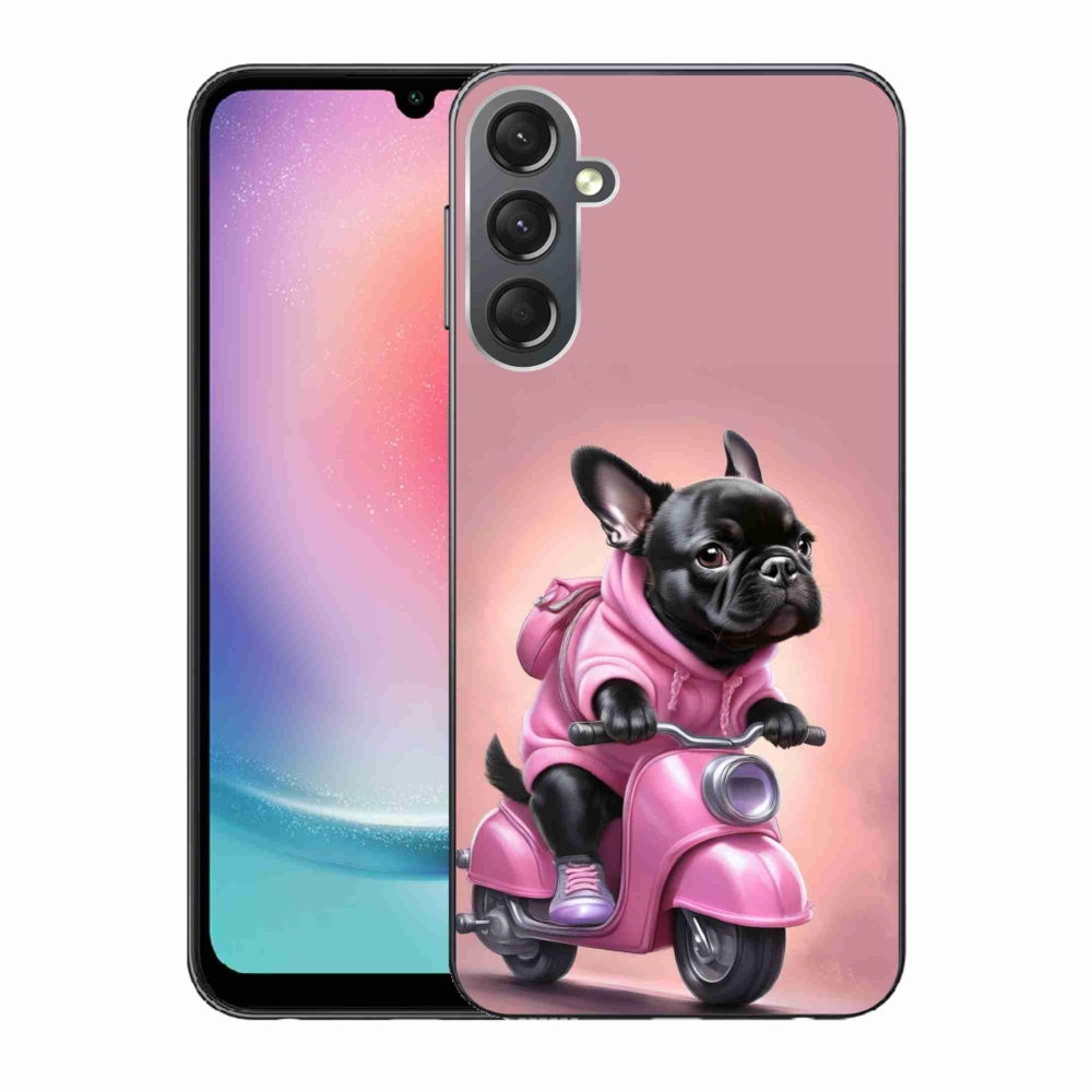 Gél borítás mmCase Samsung Galaxy A24 készülékhez - Francia bulldog egy robogón