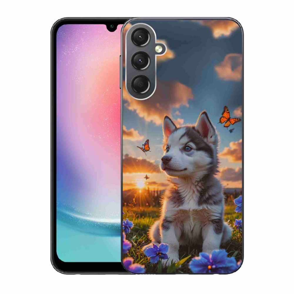 Gél borítás mmCase Samsung Galaxy A24 készülékhez - husky a naplementében