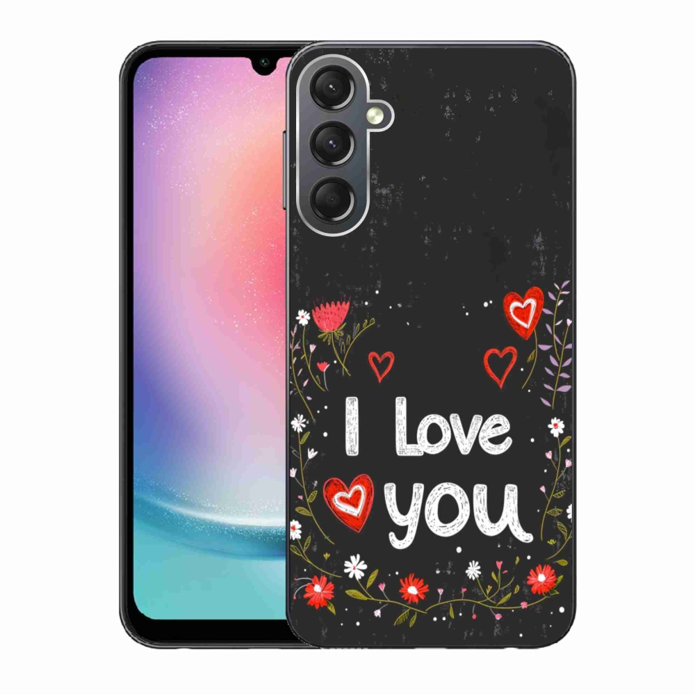 Gél borítás mmCase Samsung Galaxy A24 - I love you fekete háttérrel