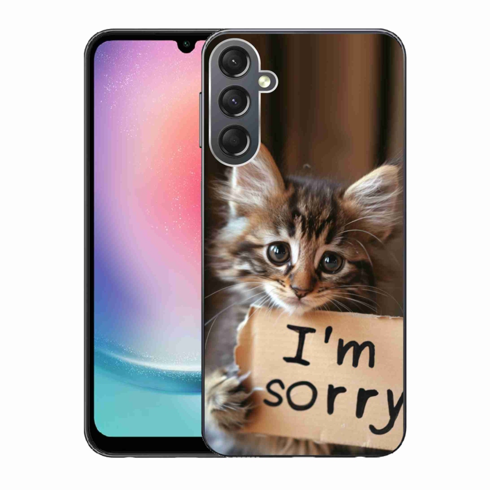 Gél borítás mmCase Samsung Galaxy A24 készülékhez - macska bocsánatkérése