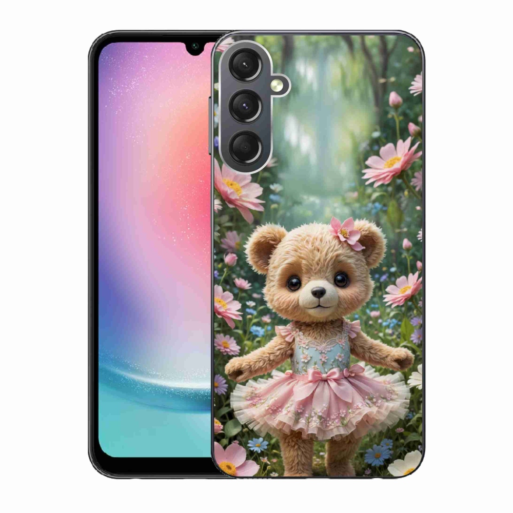 Gél borítás mmCase Samsung Galaxy A24 készülékhez - aranyos mackó virágokkal