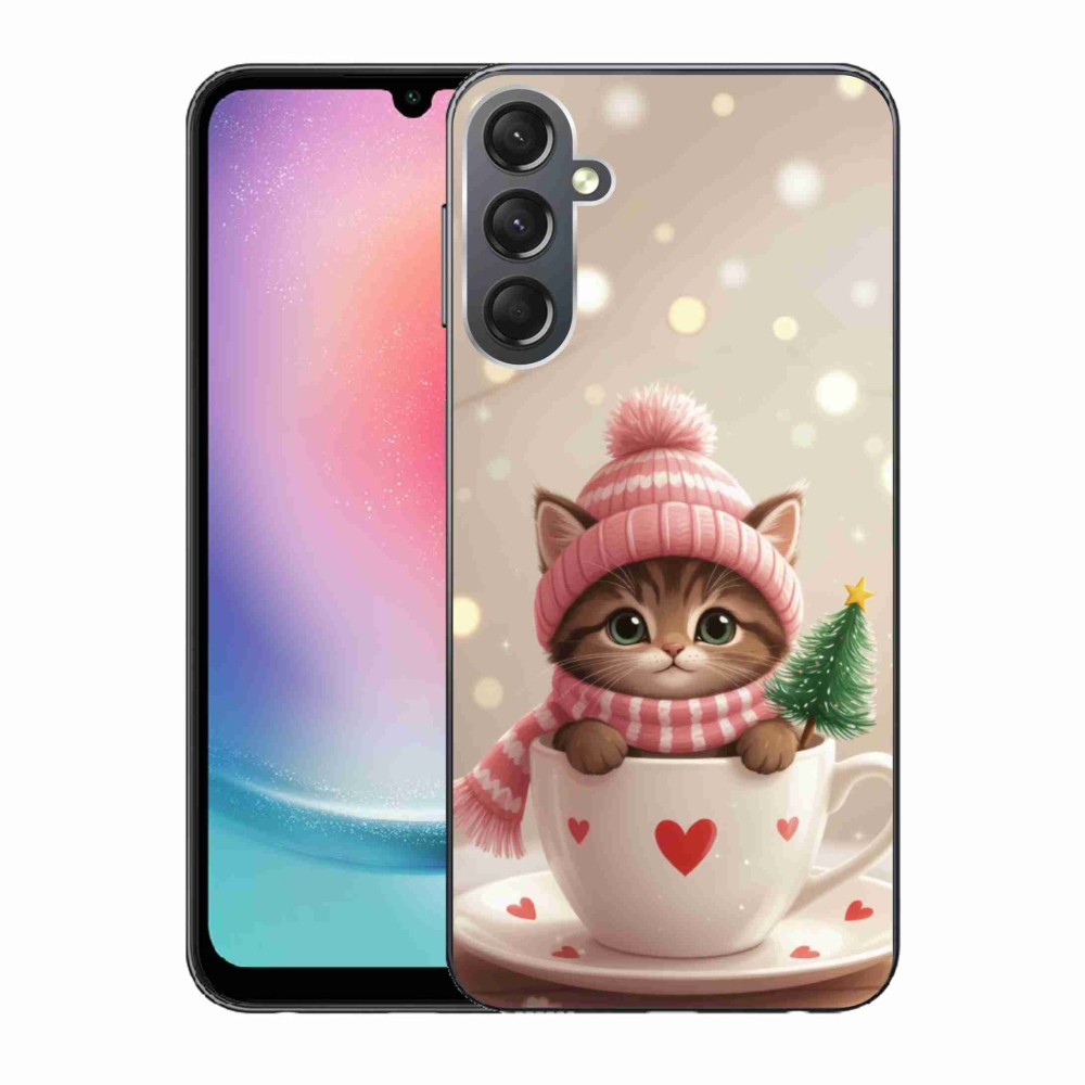 Gél borítás mmCase Samsung Galaxy A24 készülékhez - Karácsonyi cica a csészében