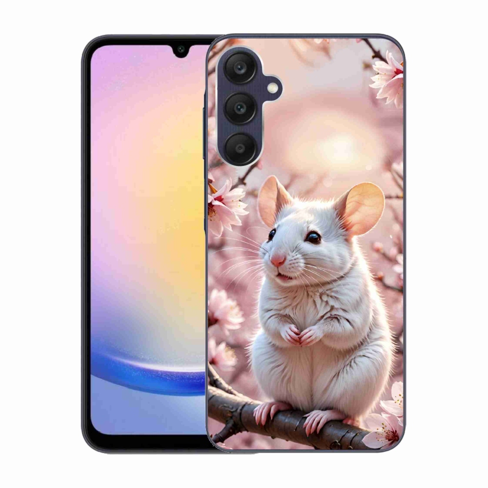 Zselés borítás mmCase Samsung Galaxy A25 5G - fehér egér az ágon