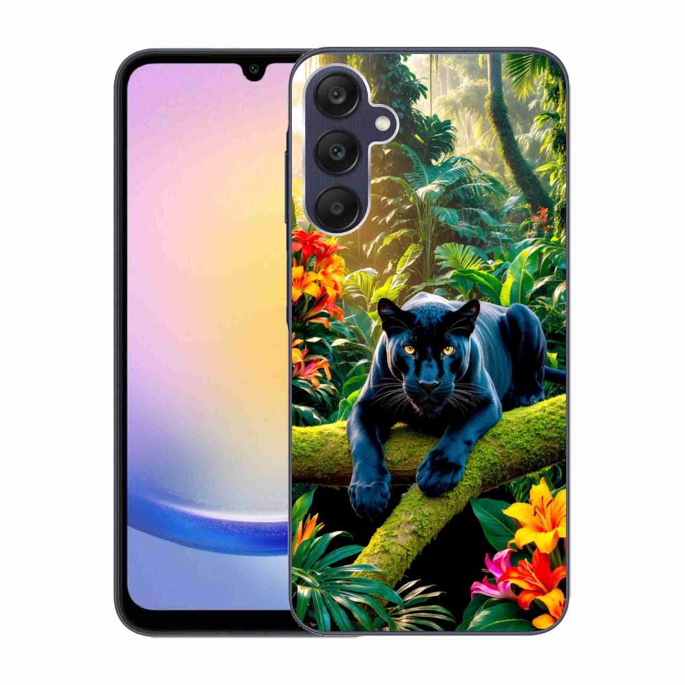 Zselés borítás mmCase Samsung Galaxy A25 5G - fekete párduc a dzsungelben