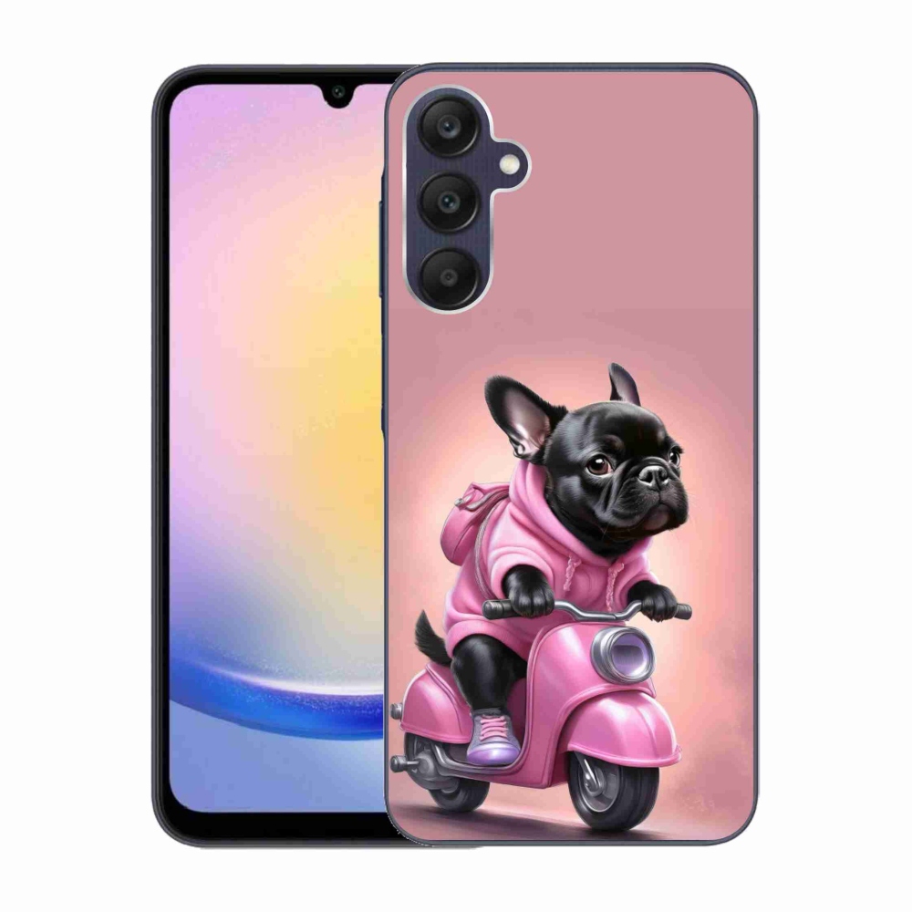 Zselés borítás mmCase Samsung Galaxy A25 5G - Francia bulldog egy robogón