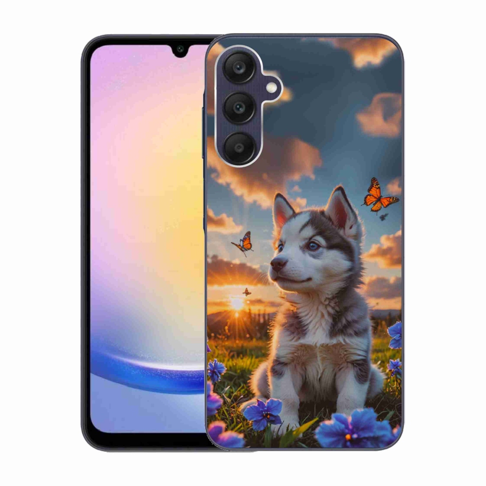 Gél borítás mmCase Samsung Galaxy A25 5G - husky a naplementében