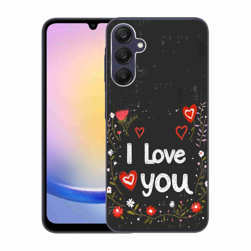 Gél borító mmCase Samsung Galaxy A25 5G - I love you fekete háttérrel