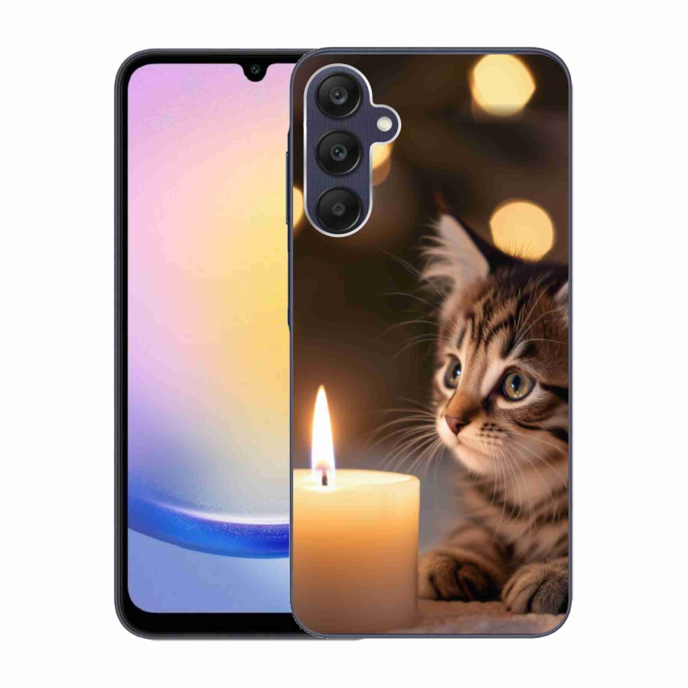 Gél borító mmCase Samsung Galaxy A25 5G - cica és gyertya - Samsung Galaxy A25 5G számára