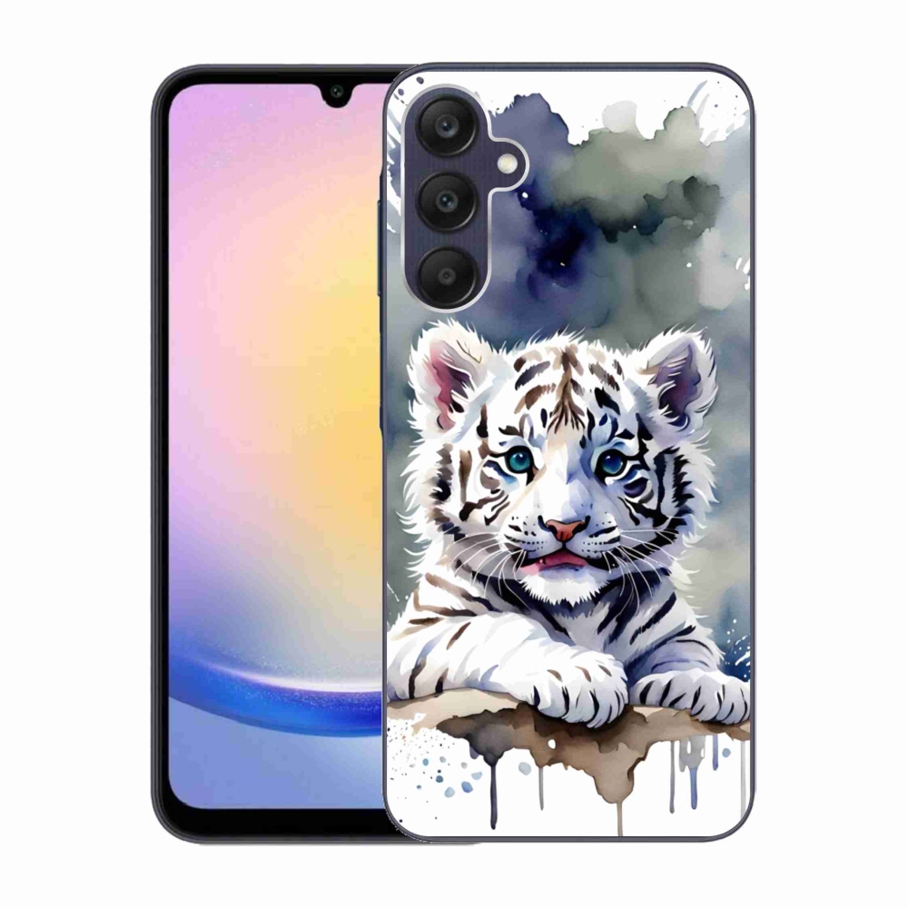 Zselés borítás mmCase Samsung Galaxy A25 5G - fehér tigriskölyökhöz