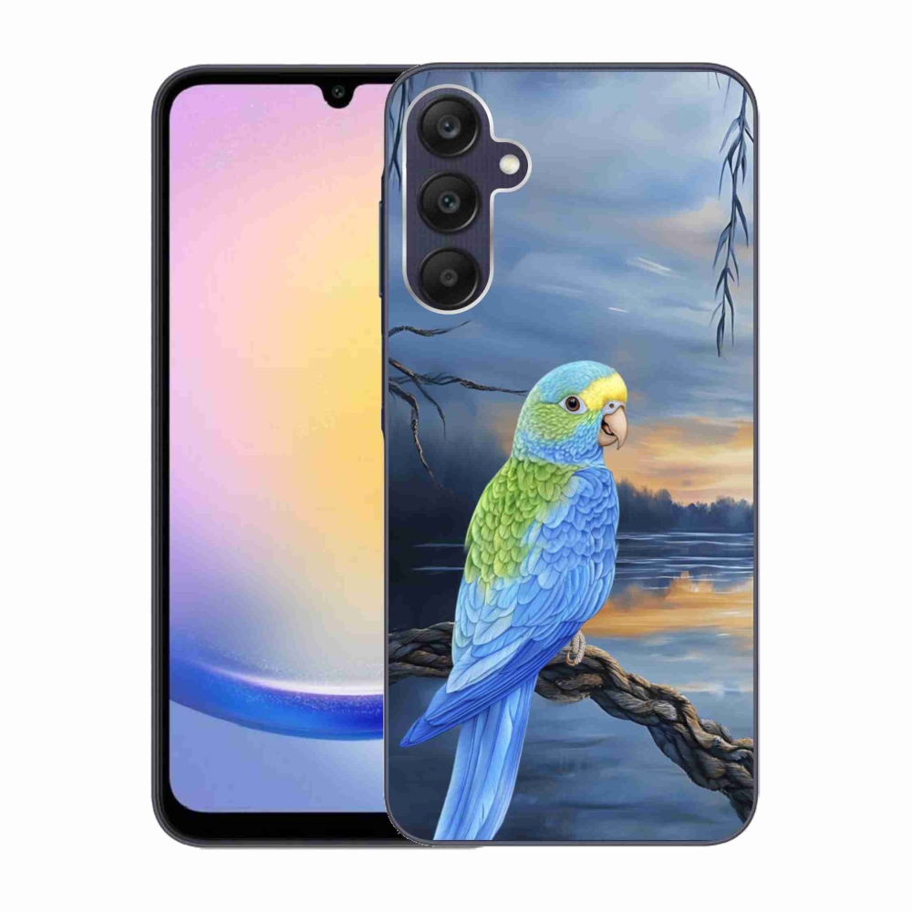 Zselés borítás mmCase Samsung Galaxy A25 5G - kék papagájhoz