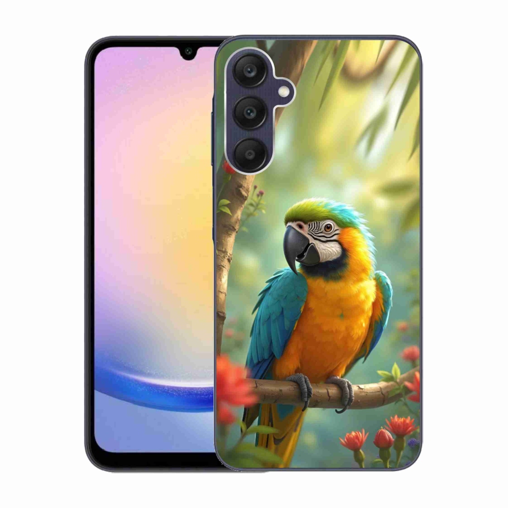 Zselés borítás mmCase Samsung Galaxy A25 5G - papagáj ara kék és sárga