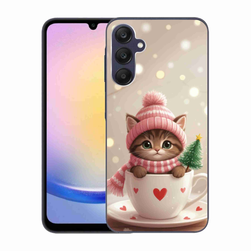 Gél borítás mmCase Samsung Galaxy A25 5G - Karácsonyi cica a csészében