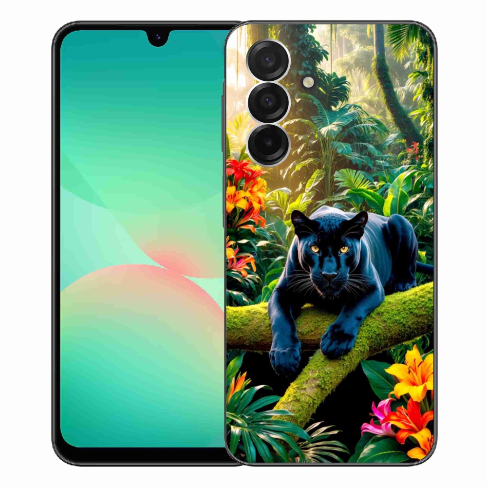 Zselés borítás mmCase Samsung Galaxy A26 5G - fekete párduc a dzsungelben