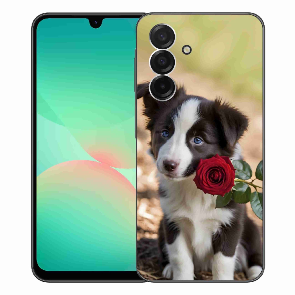 Gél borítás mmCase Samsung Galaxy A26 5G - aranyos border collie rózsával