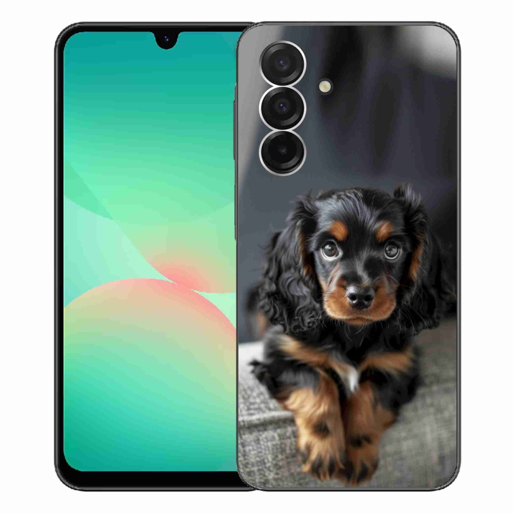 Gél borítás mmCase Samsung Galaxy A26 5G - aranyos hosszúszőrű tacskóhoz
