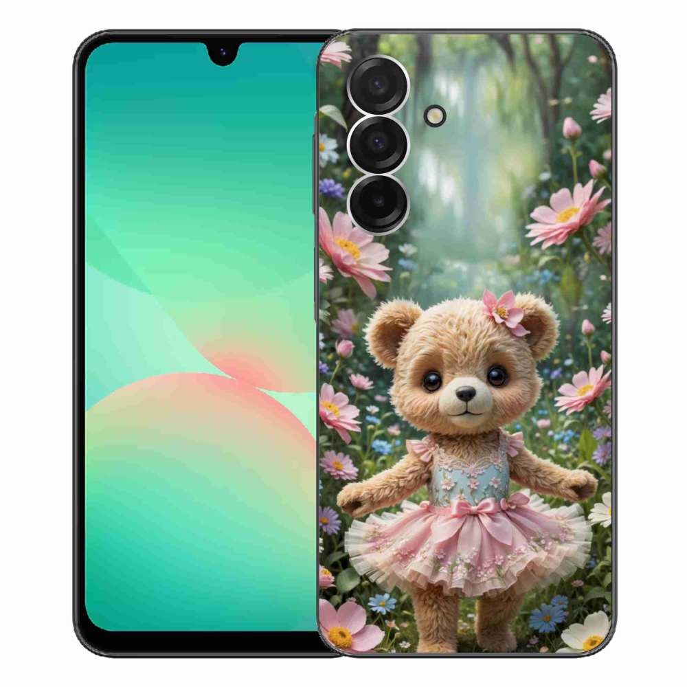 Gél borítás mmCase Samsung Galaxy A26 5G - aranyos mackó virágokkal