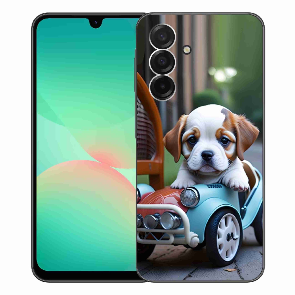 Gél borítás mmCase Samsung Galaxy A26 5G - kiskutya retro autóban