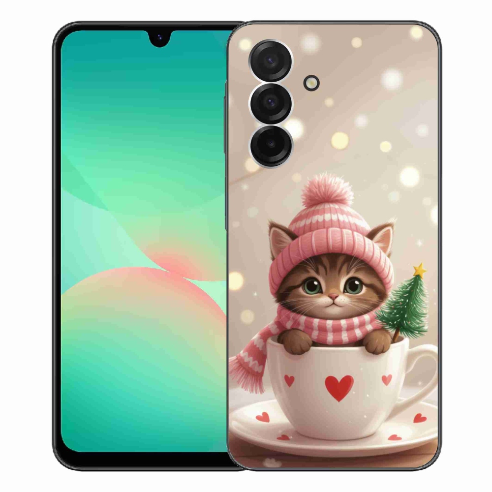 Gél borítás mmCase Samsung Galaxy A26 5G - Karácsonyi cica egy csészében