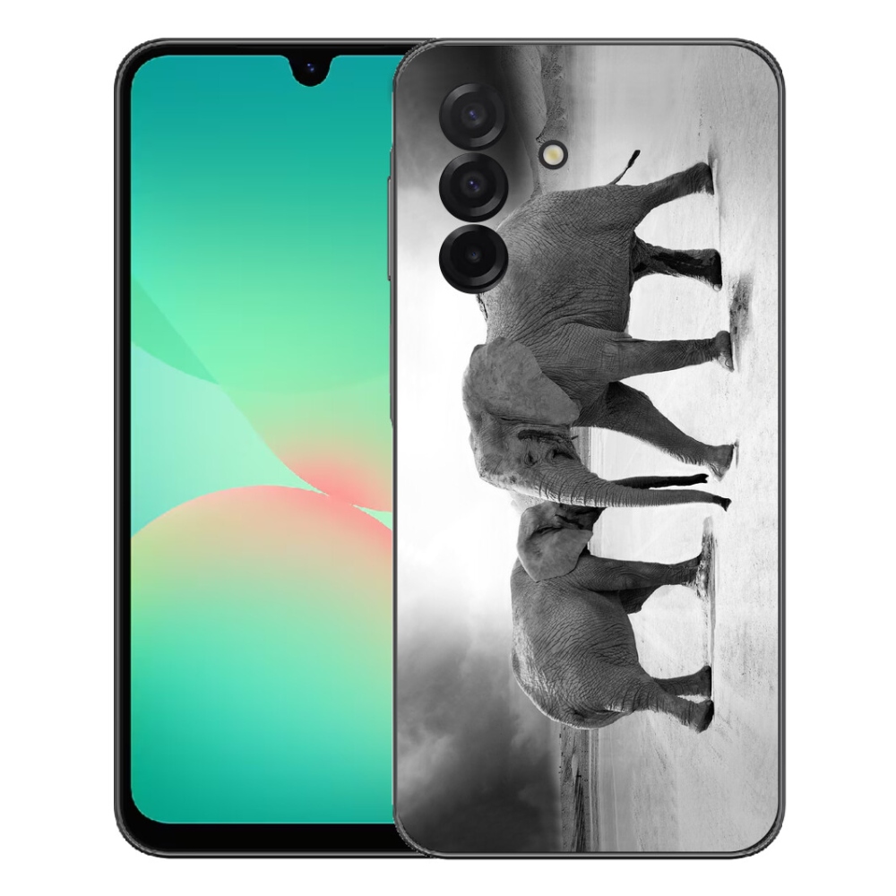 mmCase gél tok a Samsung Galaxy A27 5G-hez – fekete-fehér elefántok
