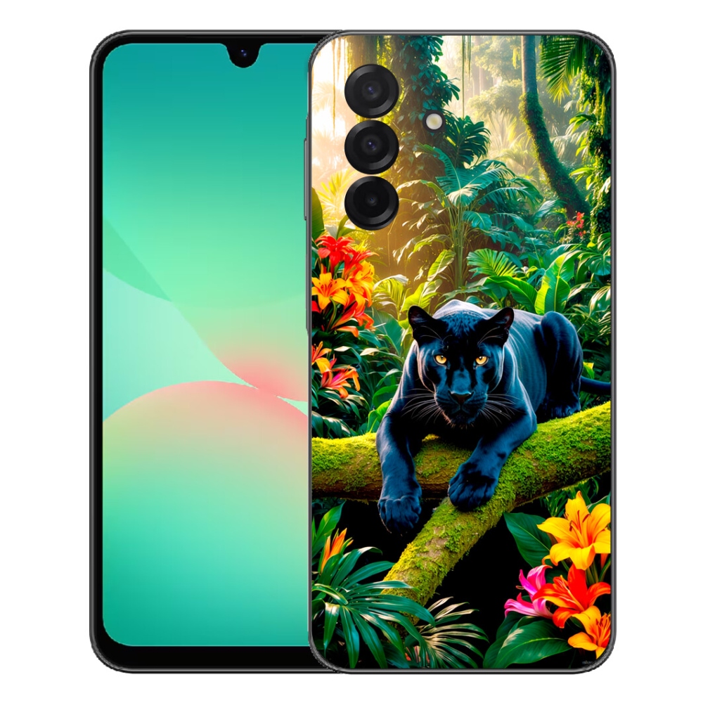 mmCase gélhuzat a Samsung Galaxy A27 5G-hez – fekete párduc a dzsungelben
