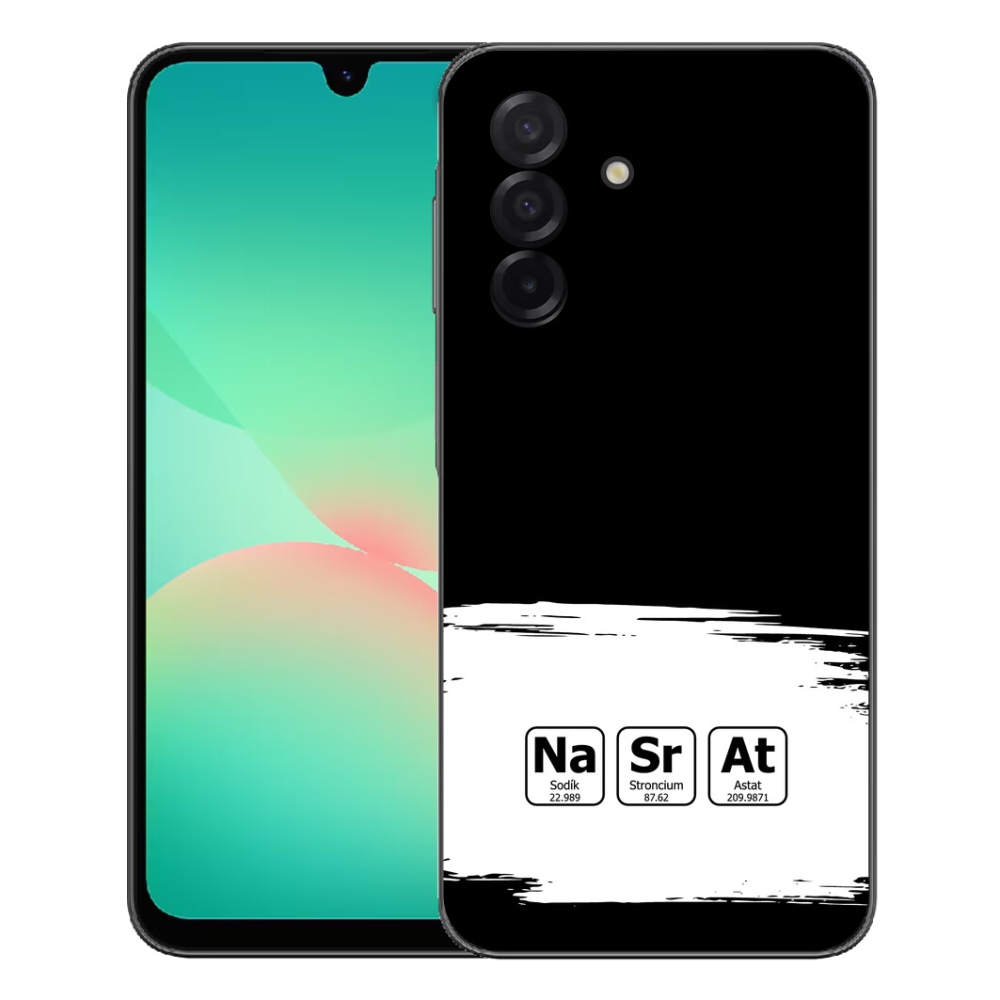 mmCase gélhuzat a Samsung Galaxy A27 5G-hez – kémiai elemek fehér-fekete háttérrel