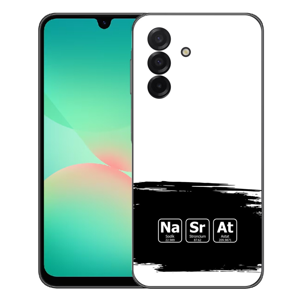 mmCase géltok a Samsung Galaxy A27 5G-hez – kémiai elemek fekete-fehér háttérrel