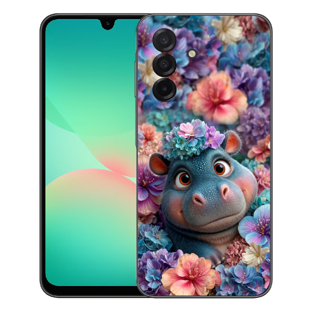 mmCase gél tok a Samsung Galaxy A27 5G-hez – virágokkal díszített víziló