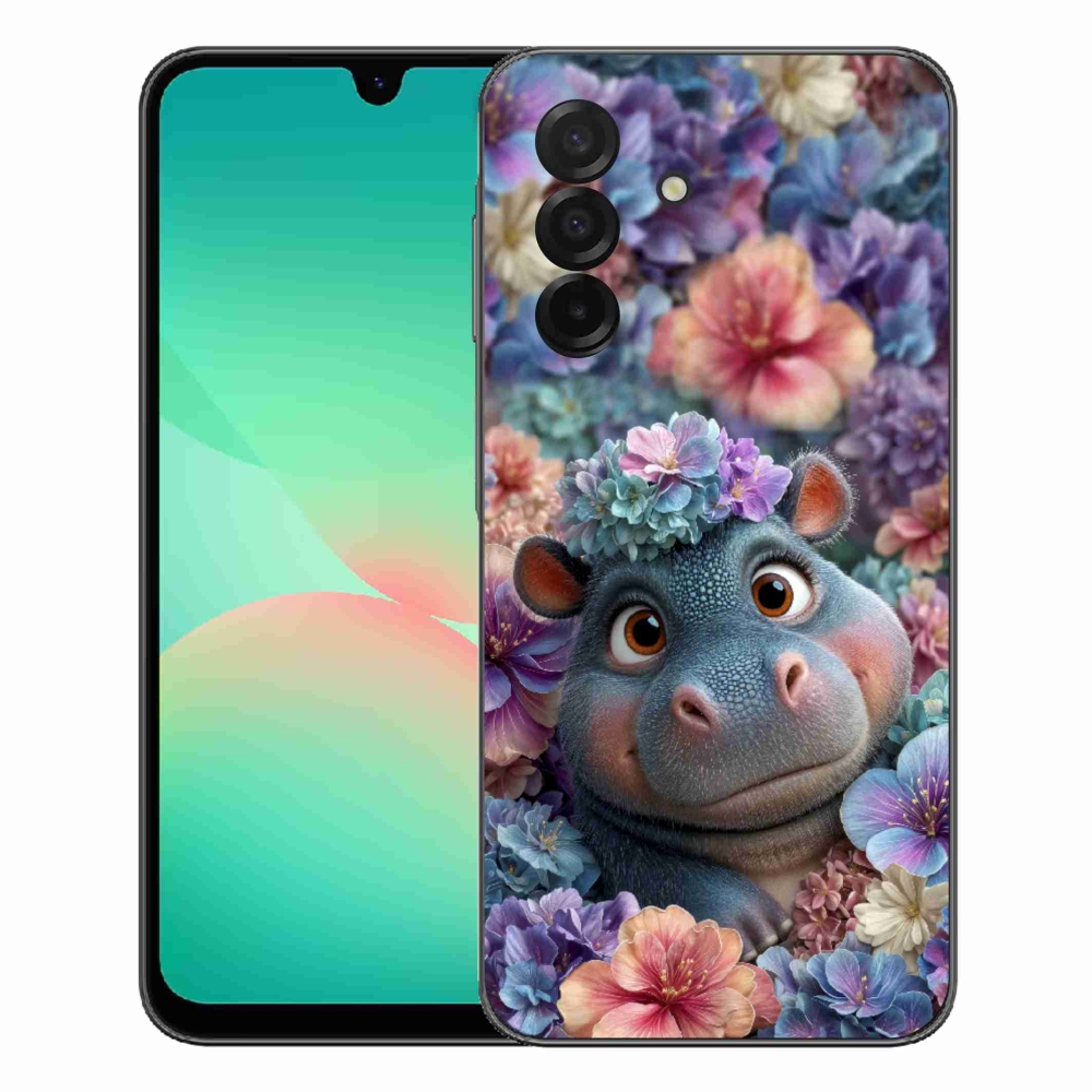 mmCase gél tok a Samsung Galaxy A27 5G-hez – virágokkal díszített víziló