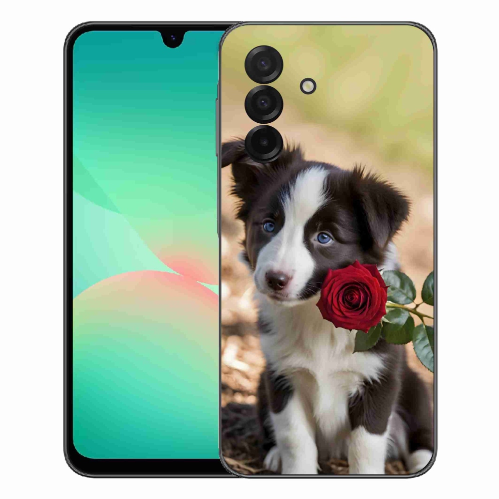 mmCase gél tok a Samsung Galaxy A27 5G-hez – aranyos border collie rózsával