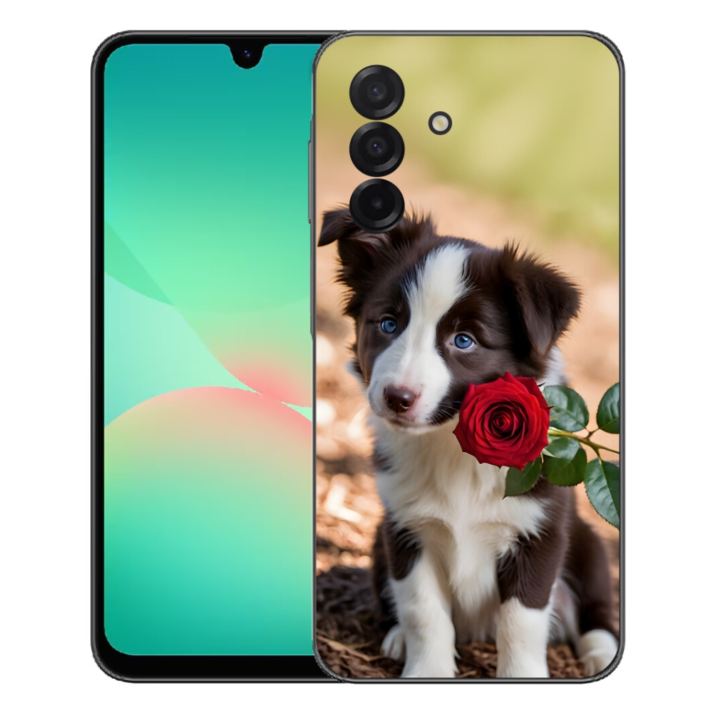 mmCase gél tok a Samsung Galaxy A27 5G-hez – aranyos border collie rózsával
