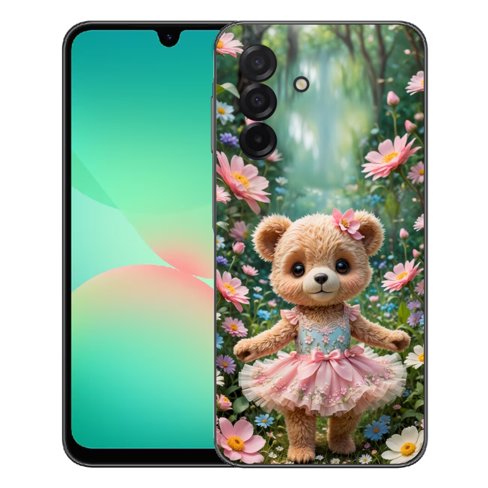 mmCase gél tok a Samsung Galaxy A27 5G-hez – aranyos mackó virágok között